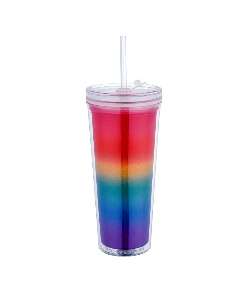 650ml Spiraalvormige Deksel Heldere Regenboog Kleur Veranderende Tritan Ijs Koffiemok